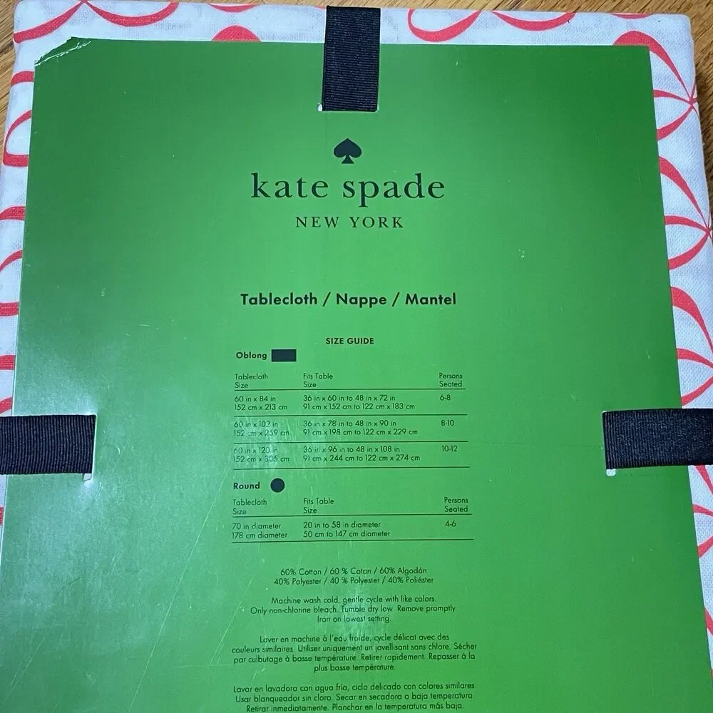 Kate Spade New York Red Bow Print Tablecloth – Oblong 60x102 In – New